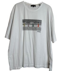 Ted Baker London Mens Graphic T-Shirt Size 6 White Umbrella Embroidery Cotton